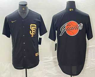 Mens San Francisco Giants Team Big Logo Black Gold Cool Base Stitched Baseball Jerseys->san francisco giants->MLB Jersey